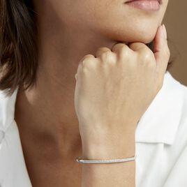 Bracelet Jonc Posie Or Blanc Diamant - Bracelets joncs Femme | Histoire d’Or