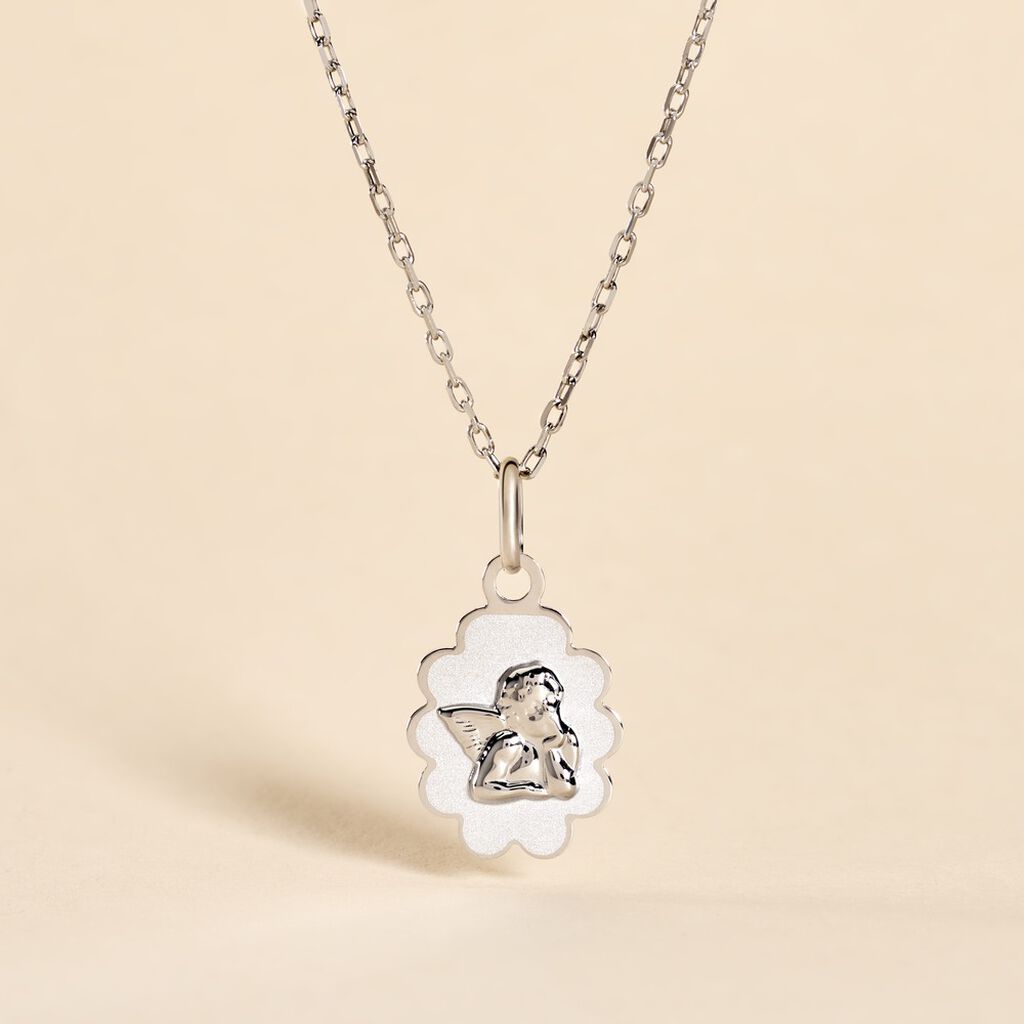Pendentif Ange Nuage Or Blanc - Pendentifs Baptême Famille | Histoire d’Or