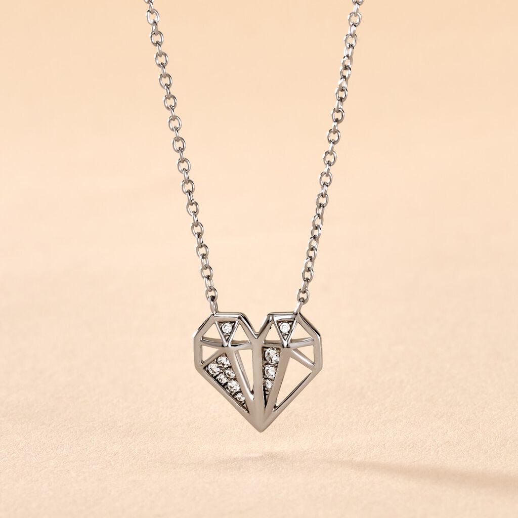 Collier Origami Argent Blanc Oxyde De Zirconium - Colliers fantaisie Femme | Histoire d&rsquo;Or