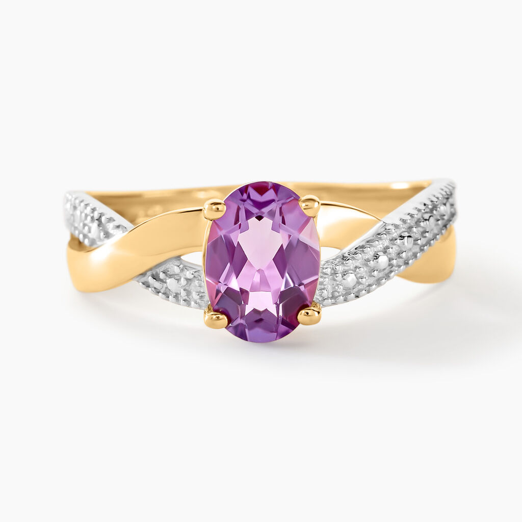 Bague Candice Or Jaune Amethyste - Bagues solitaires Femme | Histoire d&rsquo;Or