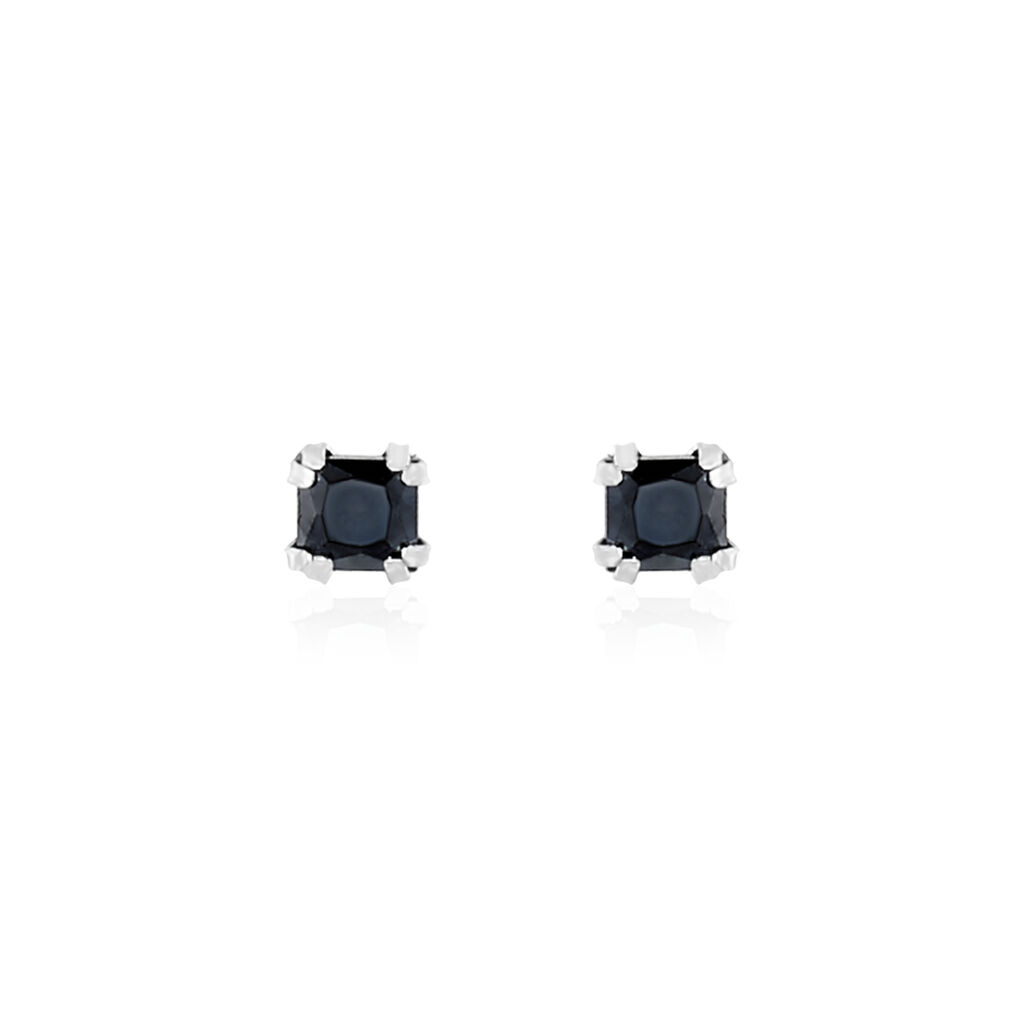Boucles D'oreilles Puces Doreen Carre Or Blanc Oxyde De Zirconium - Clous d'oreilles Femme | Histoire d’Or