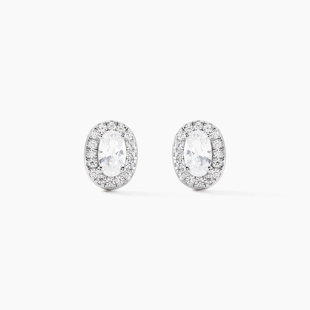 Boucles D'oreilles Puces Albertina Argent Blanc Oxyde De Zirconium - Boucles d'oreilles fantaisie Femme | Histoire d&rsquo;Or