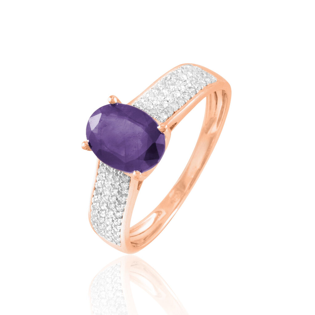 Bague Crista Or Rose Amethyste Et Diamant - Bagues solitaires Femme | Histoire d&rsquo;Or