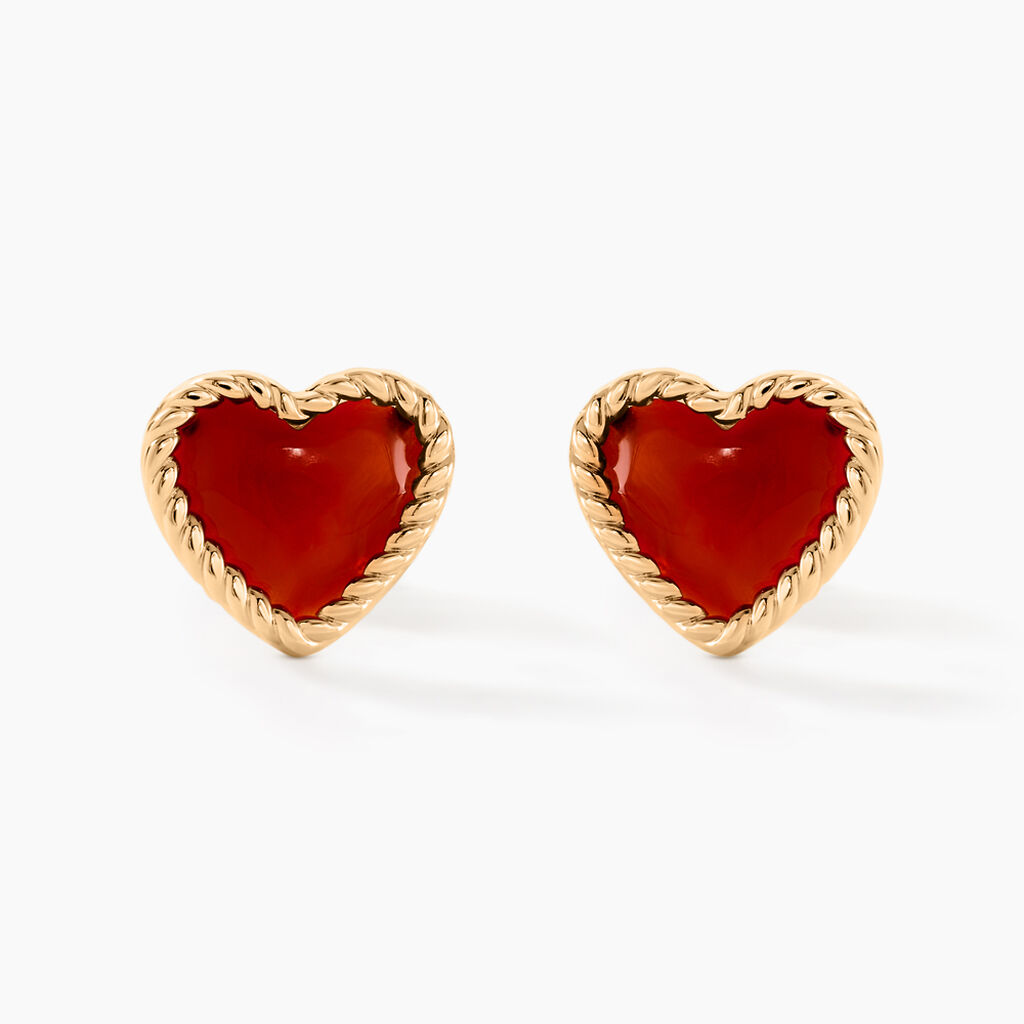 Boucles D'oreilles Puces Par Amour Plaque Or Jaune Agate - Boucles d'oreilles fantaisie Femme | Histoire d’Or