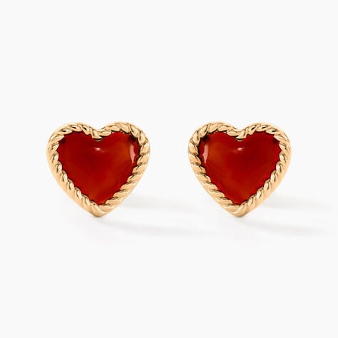 Boucles D'oreilles Puces Par Amour Plaque Or Jaune Agate - Boucles d'oreilles fantaisie Femme | Histoire d’Or