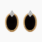 Boucles D'oreilles Puces Tahina Or Jaune Onyx Diamant - Clous d'oreilles Femme | Histoire d&rsquo;Or