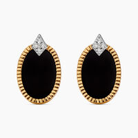 Boucles D'oreilles Puces Tahina Or Jaune Onyx Diamant