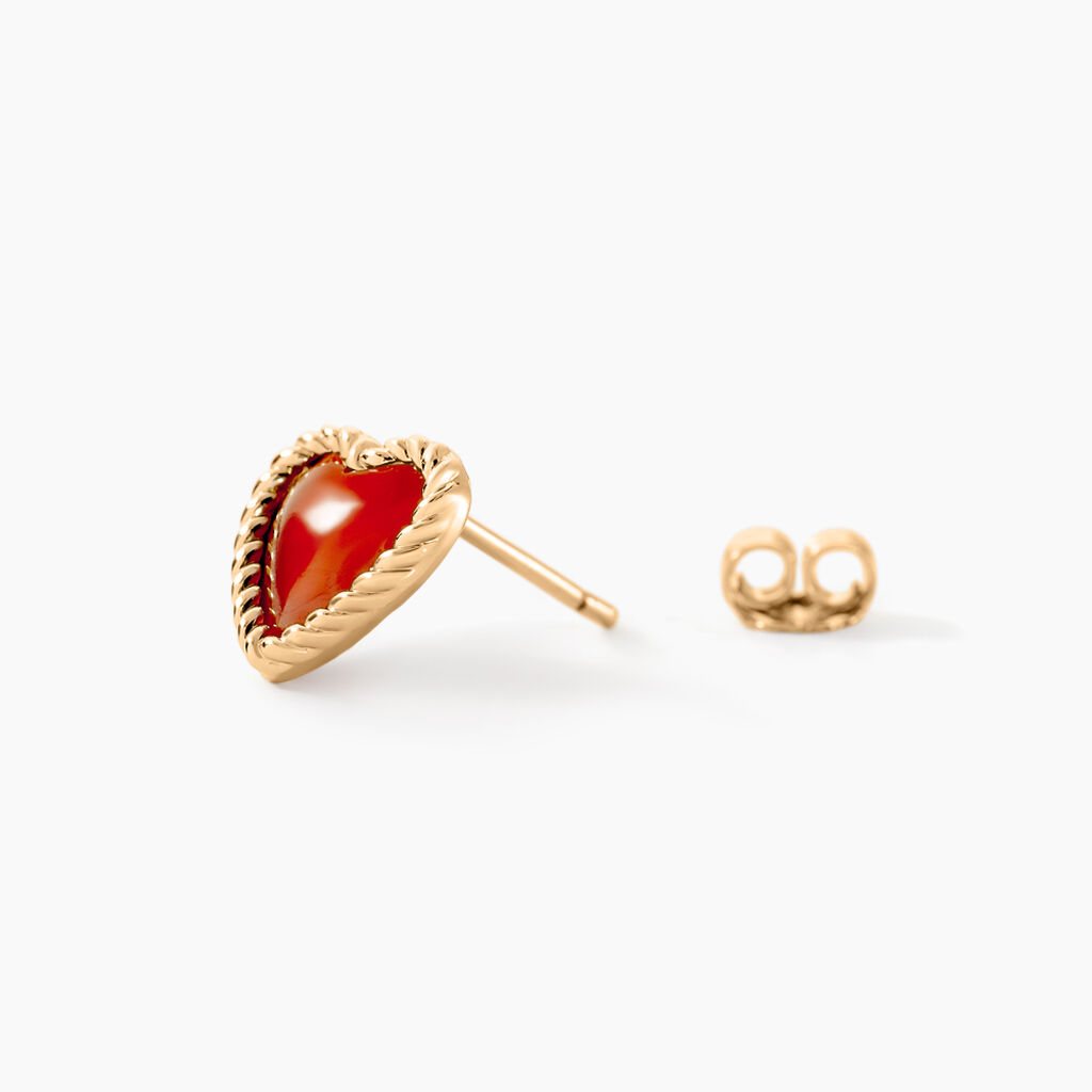 Boucles D'oreilles Puces Par Amour Plaque Or Jaune Agate - Boucles d'oreilles fantaisie Femme | Histoire d’Or