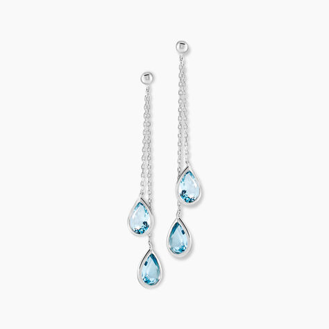 Boucles D'oreilles Pendantes Carlyn Or Blanc Topaze - Boucles d'oreilles pendantes Femme | Histoire d’Or