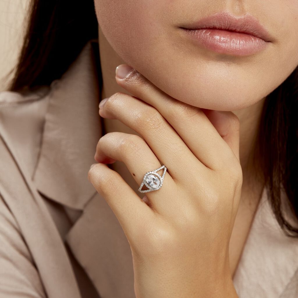 Bague Melyssa Argent Blanc Oxyde De Zirconium - Bagues solitaires Femme | Histoire d’Or