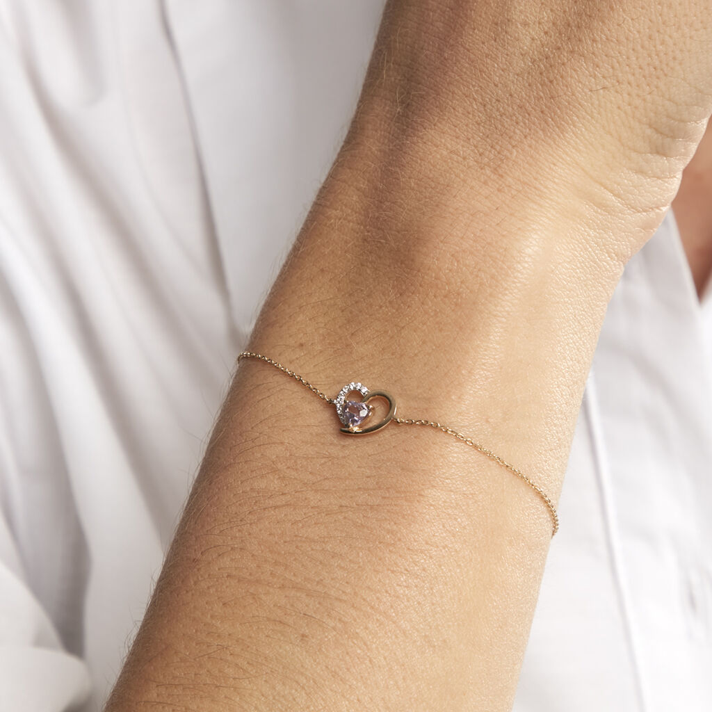 Bracelet Eliana Or Jaune Améthyste Oxyde De Zirconium - Bracelets Femme | Histoire d’Or