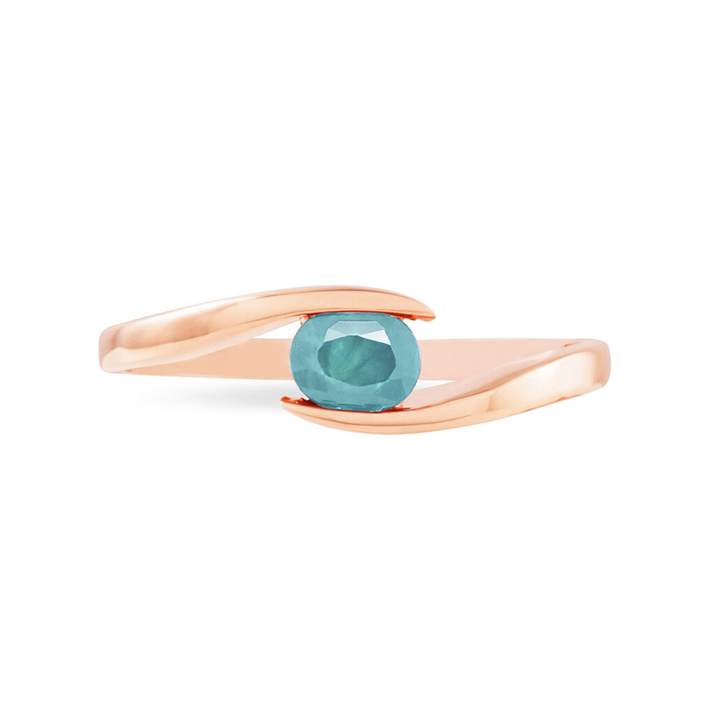 Bague Camilia Or Rose Aigue Marine - Bagues solitaires Femme | Histoire d’Or