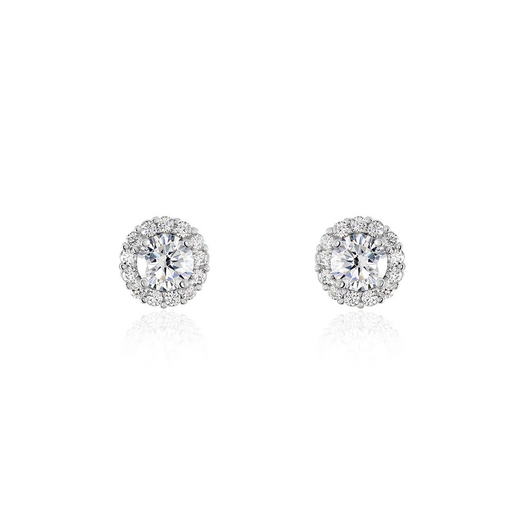 Boucles D'oreilles Puces Eternite Argent Blanc Oxyde De Zirconium - Boucles d'oreilles fantaisie Femme | Histoire d’Or