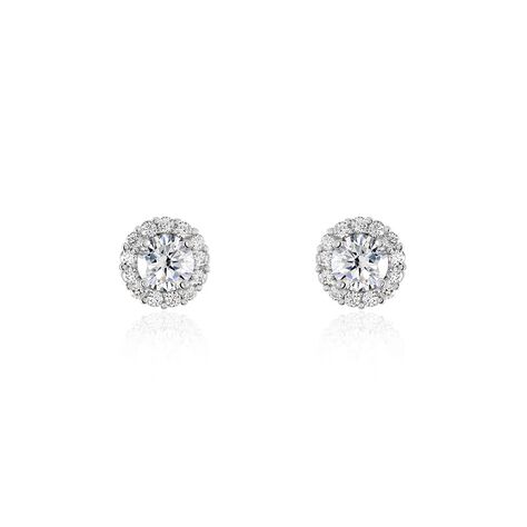 Boucles D'oreilles Puces Eternite Argent Blanc Oxyde De Zirconium - Boucles d'oreilles fantaisie Femme | Histoire d’Or