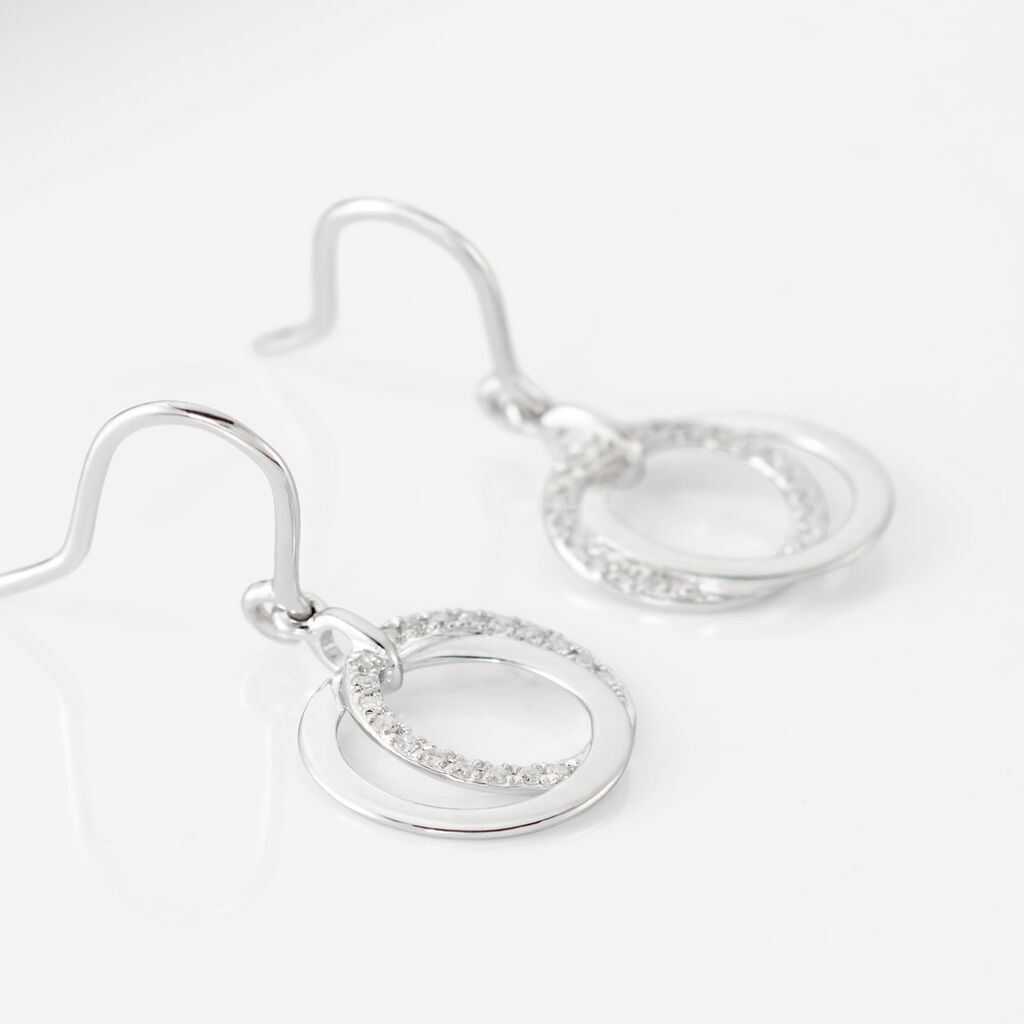 Boucles D'oreilles Pendantes Or Blanc Tresha Diamants - Boucles d'oreilles pendantes Femme | Histoire d’Or