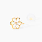 Boucles D'oreilles Puces Philine Fleur Or Jaune Oxyde De Zirconium - Clous d'oreilles Femme | Histoire d&rsquo;Or