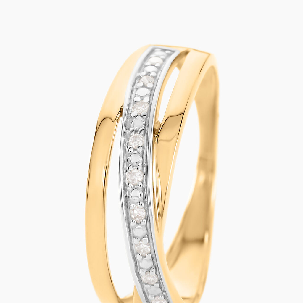 Bague Croisee Or Jaune Diamant - Bagues avec pierre Femme | Histoire d’Or