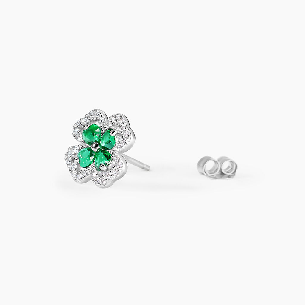 Boucles D'oreilles Puces Argent Blanc Deryn Verre Oxydes De Zirconium - Boucles d'oreilles fantaisie Femme | Histoire d’Or