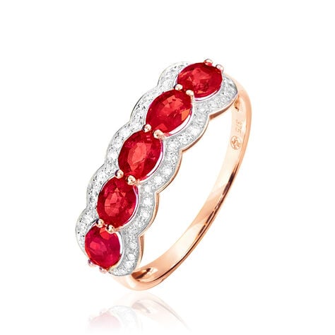 Bague Margaux Or Rose Rubis Et Diamant - Bagues avec pierre Femme | Histoire d’Or