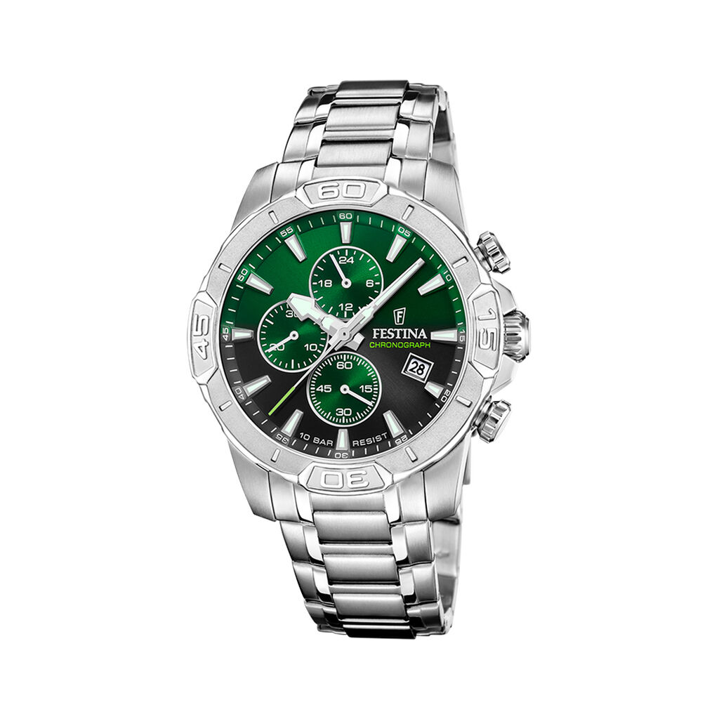 Montre Festina Timeless Chrono 45-3 Vert - Montres Homme | Histoire d&rsquo;Or