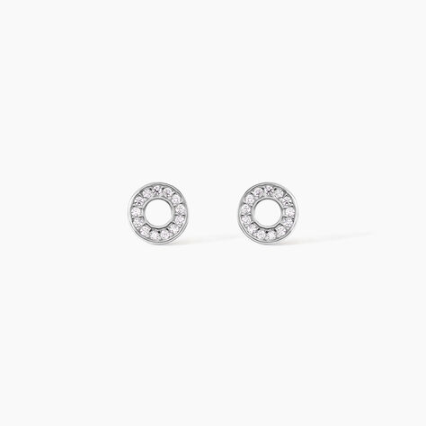 Boucles D'oreilles Puces Argent Blanc Eujen Oxydes De Zirconium - Boucles d'oreilles fantaisie Femme | Histoire d&rsquo;Or