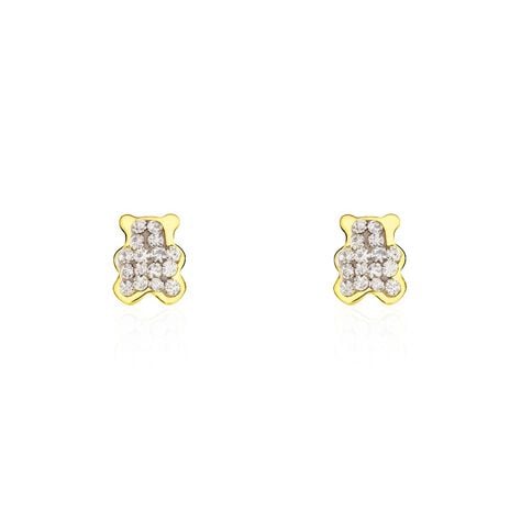 Boucles D'oreilles Puces Emerica Ours 0 Or Jaune Strass - Clous d'oreilles Enfant | Histoire d’Or