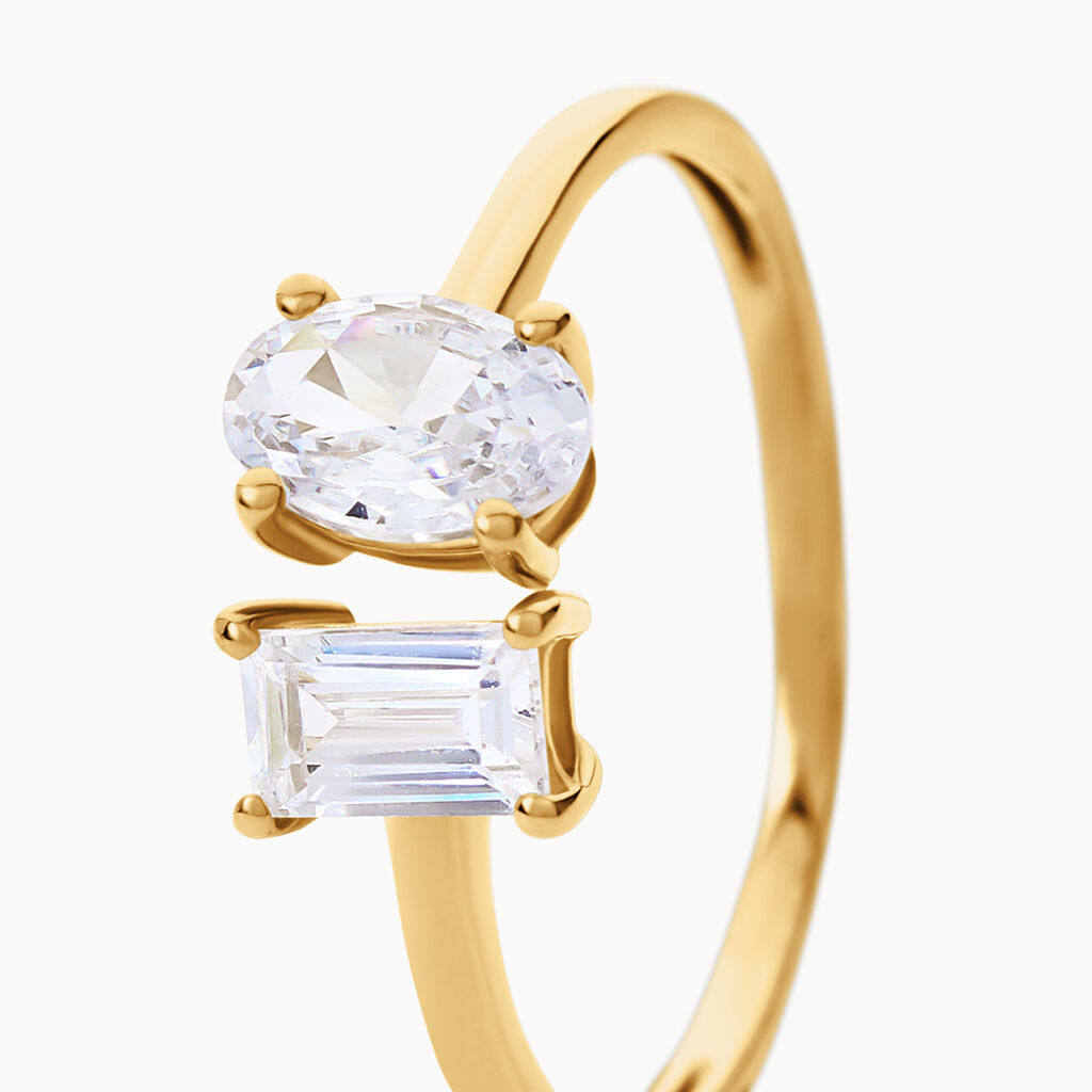 Bague Evika Argent Dor&eacute; A L'Or 750/1000 Oxyde De Zirconium - Bagues avec pierre Femme | Histoire d&rsquo;Or