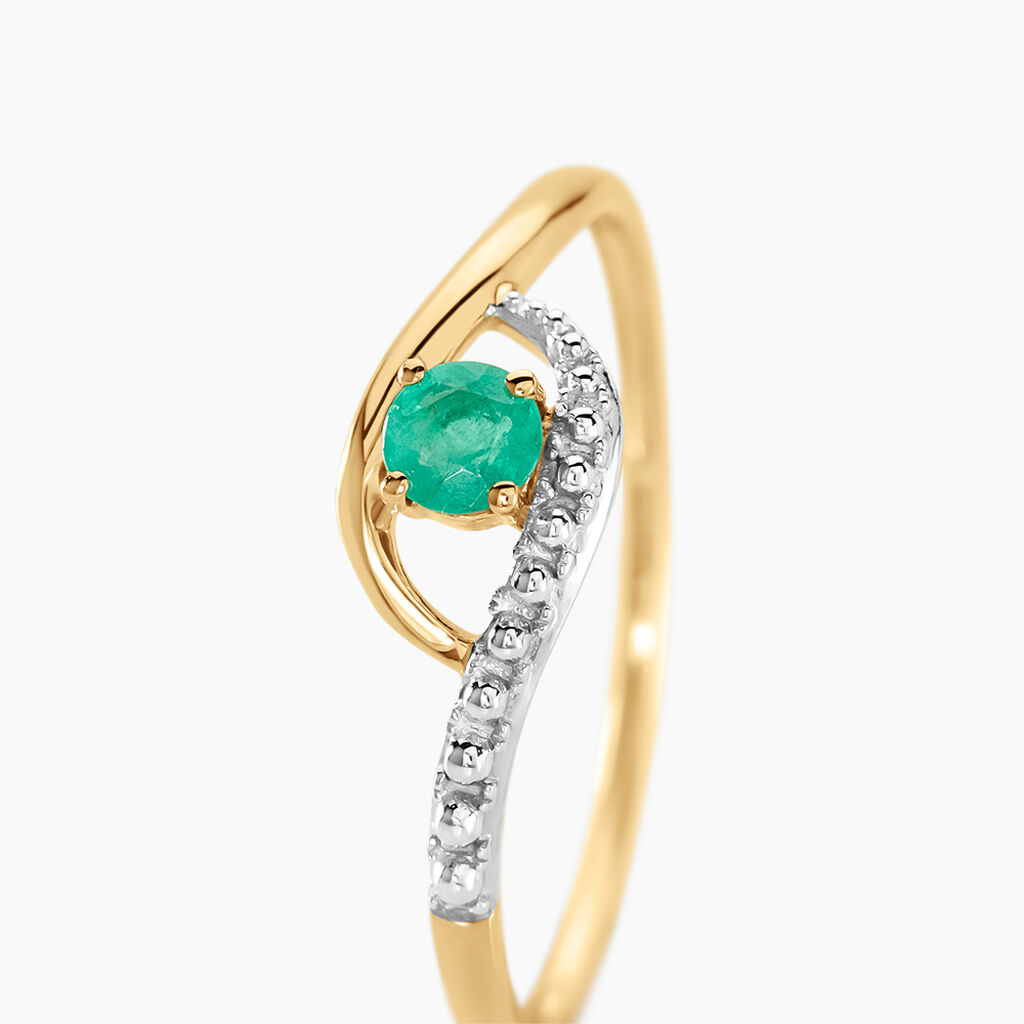 Bague Or Jaune Karmele Emeraude - Bagues solitaires Femme | Histoire d’Or