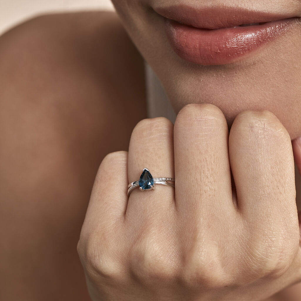 Bague Teresa Or Blanc Topaze Et Diamant - Bagues solitaires Femme | Histoire d’Or