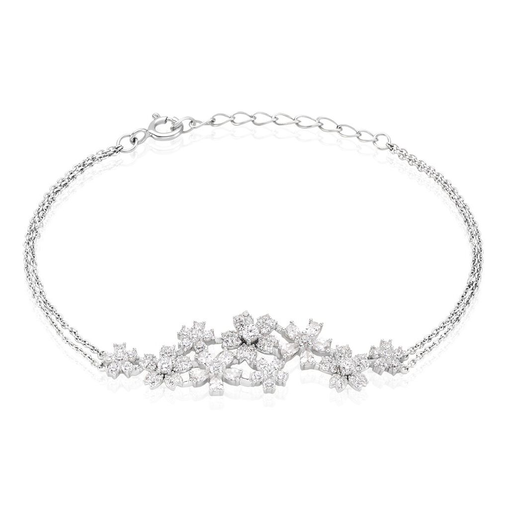 Bracelet Midnight Flower Argent Blanc Oxyde De Zirconium - Bracelets Femme | Histoire d&rsquo;Or