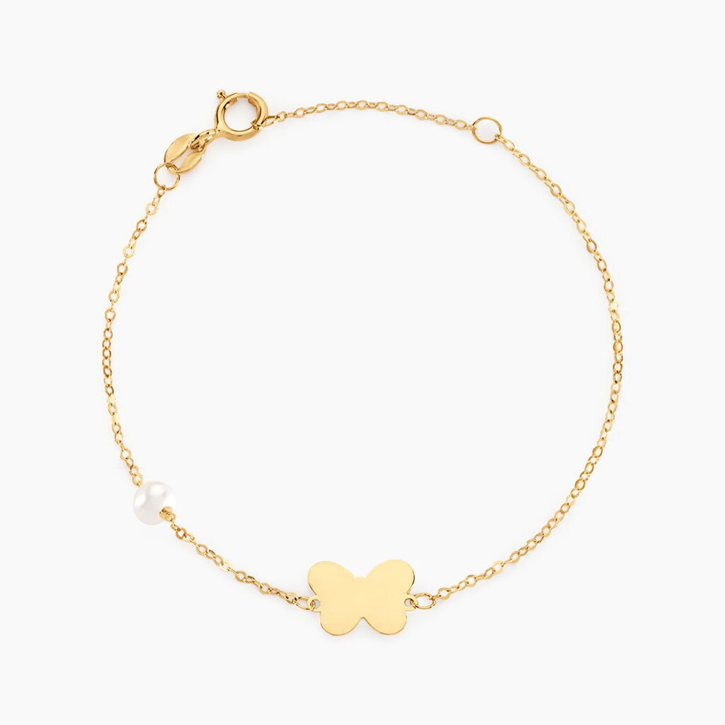 Bracelet Aurida Papillon Or Jaune Perle De Culture