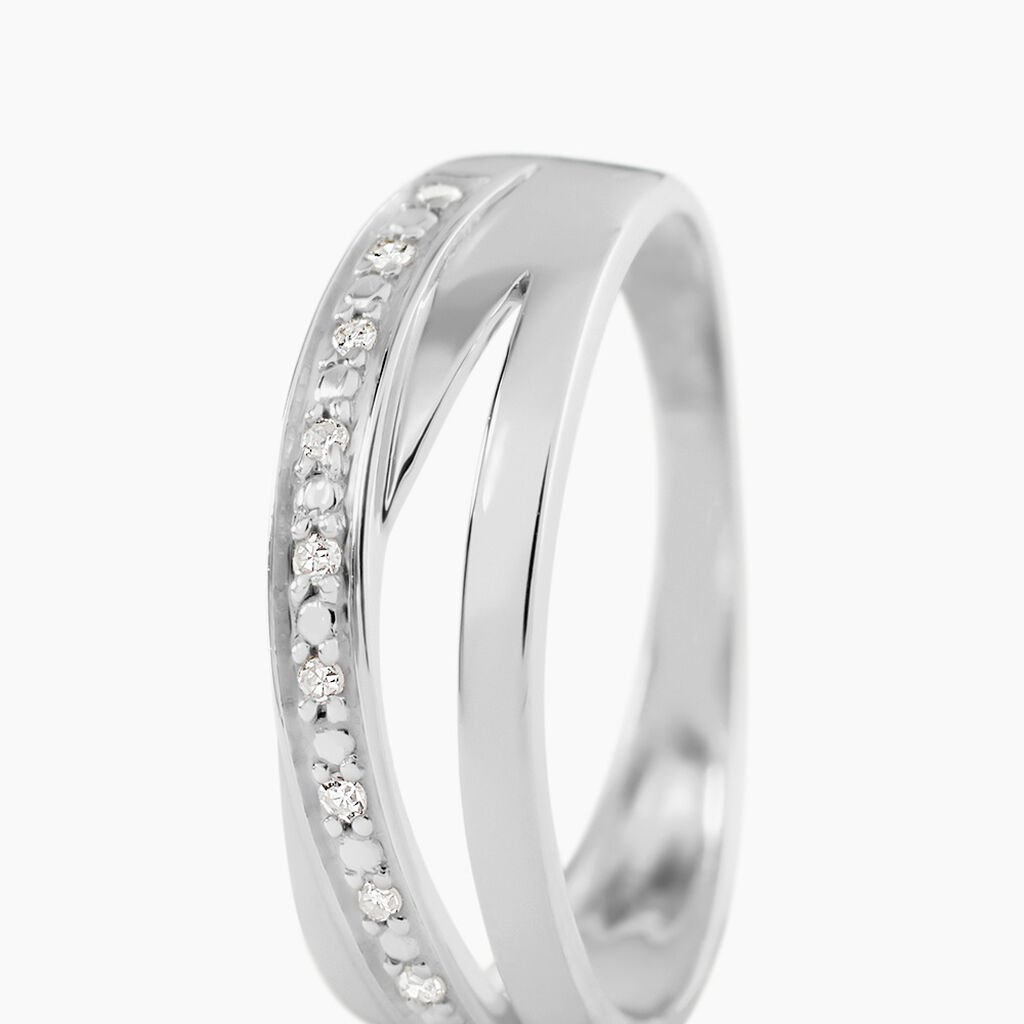 Bague Croisee Or Blanc Diamant - Bagues avec pierre Femme | Histoire d&rsquo;Or