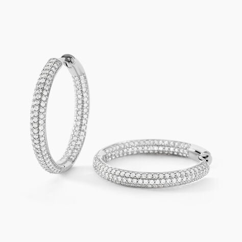 Cr&eacute;oles Suzel Argent Blanc Oxyde De Zirconium - Boucles d'oreilles cr&eacute;oles Femme | Histoire d&rsquo;Or