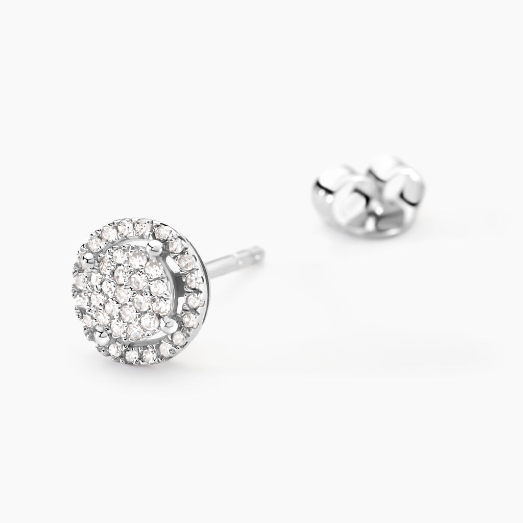 Boucles D'oreilles Puces Soleil D'hiver Or Blanc Diamant - Clous d'oreilles Femme | Histoire d’Or