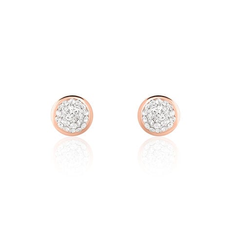 Boucles D'oreilles Puces Edmee Cercle 0 Or Rose Strass - Clous d'oreilles Femme | Histoire d&rsquo;Or