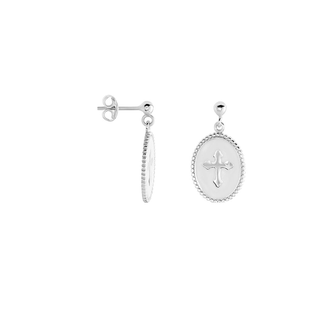 Boucles D'oreilles Pendantes Argent Gesse - Boucles d'Oreilles Croix Femme | Histoire d’Or