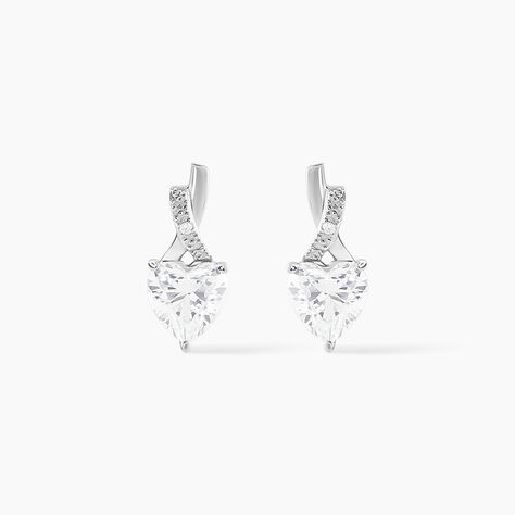 Boucles D'oreilles Puces Clothilde Or Blanc Oxyde De Zirconium - Clous d'oreilles Femme | Histoire d’Or