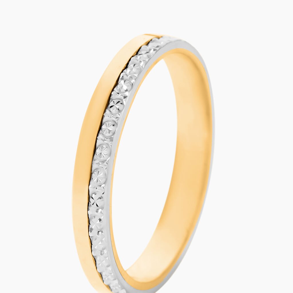 Alliance Fantaisie Diamantee Ruban Plat Or Bicolore - Alliances Unisex | Histoire d’Or