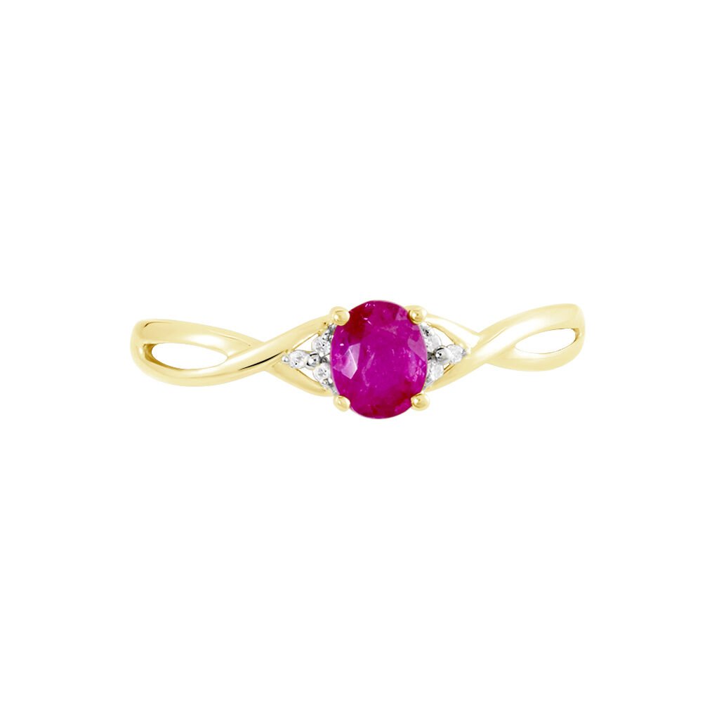 Bague Or Jaune Cassie Rubis Diamants - Bagues solitaires Femme | Histoire d&rsquo;Or