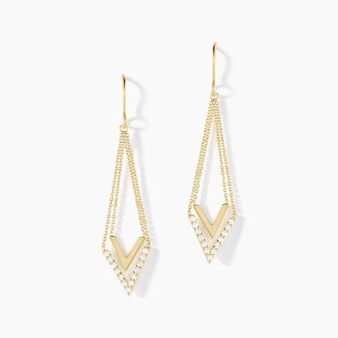 Boucles D'oreilles Pendantes Daina Or Jaune Oxyde De Zirconium - Boucles d'oreilles pendantes Femme | Histoire d&rsquo;Or