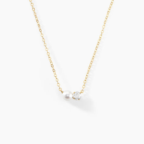 Collier Riitta Or Jaune Perle De Culture Oxyde De Zirconium - Colliers Femme | Histoire d’Or