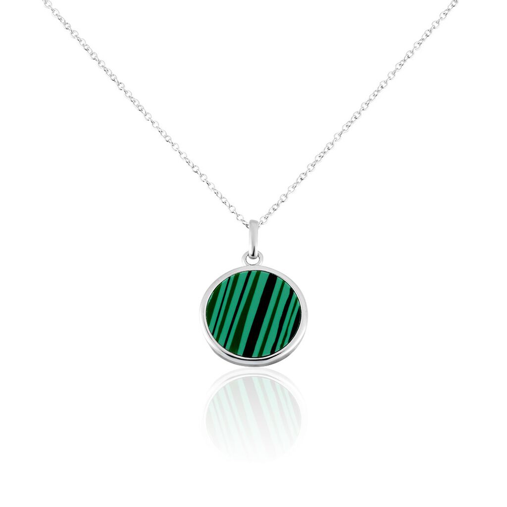 Collier Sa&uuml;l Argent Blanc Malachite - Colliers fantaisie Femme | Histoire d&rsquo;Or