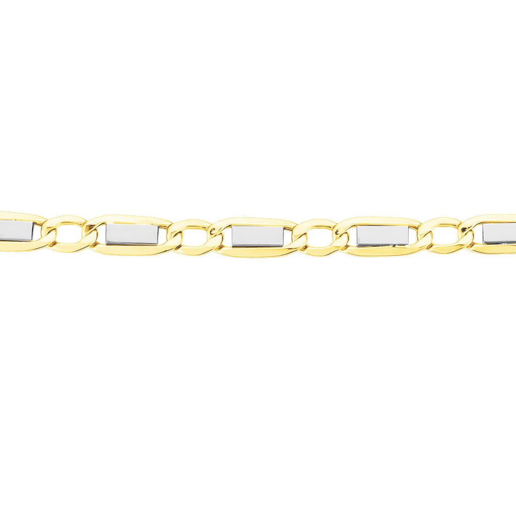 Bracelet Or Bicolore Maille Plaquette - Bracelets chaîne Homme | Histoire d’Or