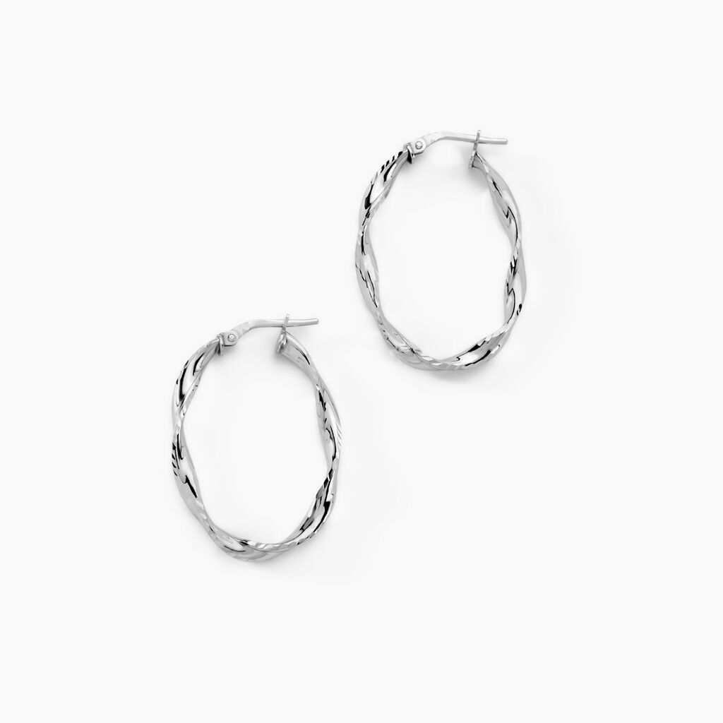 Créoles Argent Blanc Charlie - Boucles d'oreilles créoles Femme | Histoire d’Or