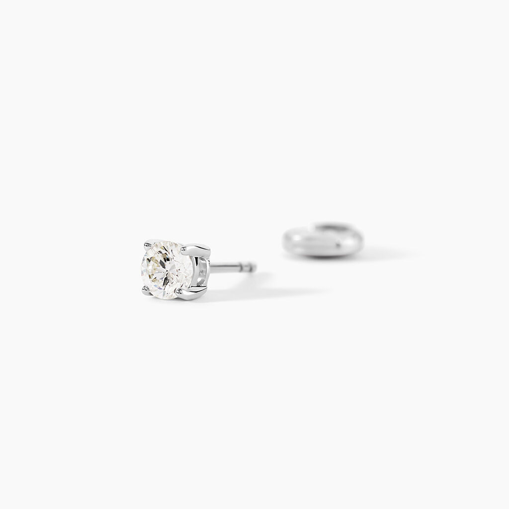 Boucles D'Oreilles Puces One Or Blanc Diamants - Boucles d'oreilles pierres pr&eacute;cieuses Femme | Histoire d&rsquo;Or