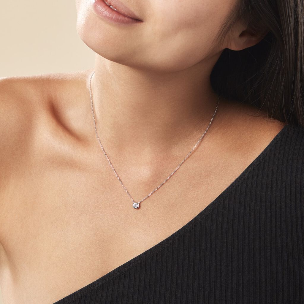Collier Argent Blanc Laureano Oxyde De Zirconium - Ras de cou Femme | Histoire d’Or