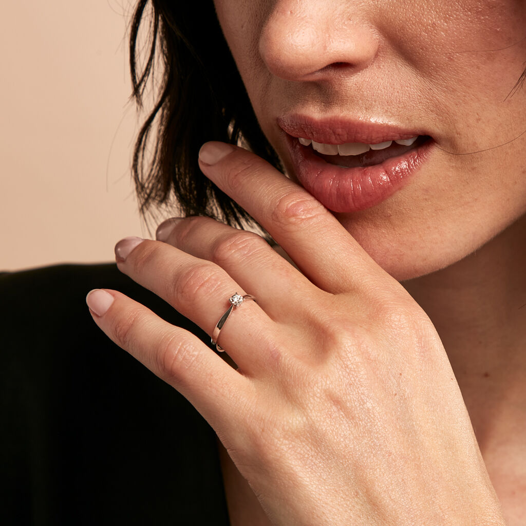 Bague Diamotion Or Blanc Diamant - Bagues solitaires Femme | Histoire d’Or