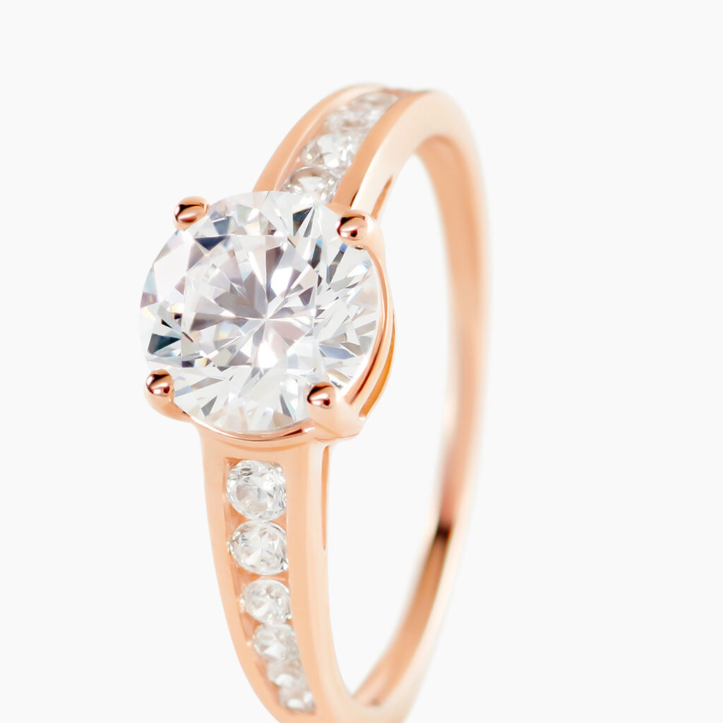 Bague Tatjana Or Rose Oxyde De Zirconium - Bagues solitaires Femme | Histoire d&rsquo;Or