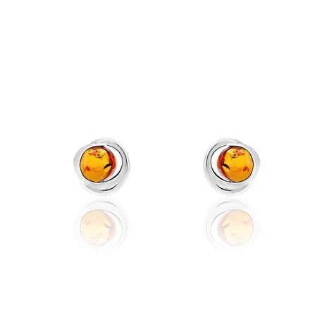 Boucles D'oreilles Argent Blanc Franjo Ambre - Boucles d'oreilles fantaisie Femme | Histoire d’Or