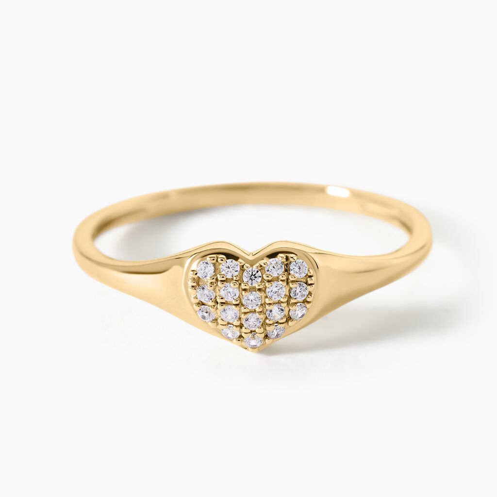 Bague Bomb Lover Argent Dor&eacute; A L'Or 750/1000 Oxyde De Zirconium - Bagues avec pierre Femme | Histoire d&rsquo;Or